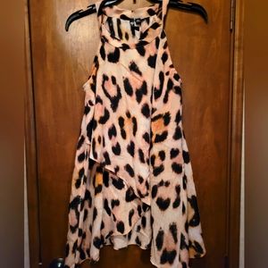 Milano Leopard Print Layers Flowing Blouse, Size M